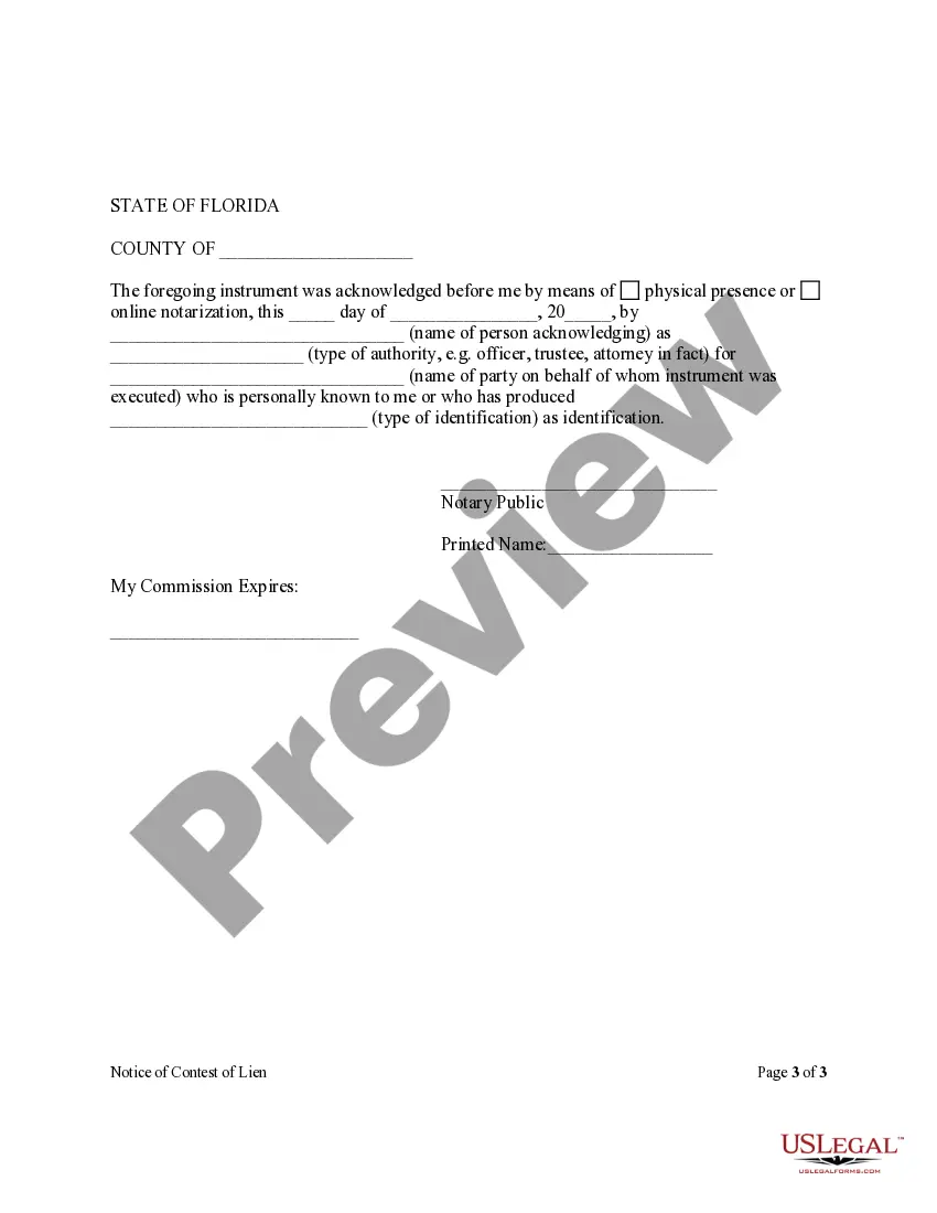 Get Notice of Contest of Lien Form - Construction - Mechanic Liens - Corporation Preview Notice of Contest of Lien Form - Construction - Mechanic Liens - Corporation
