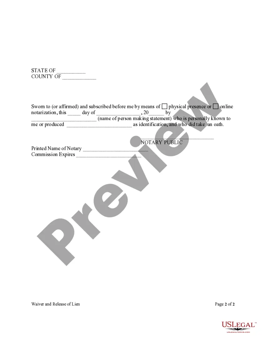 Get Waiver And Release Of Lien Upon Progress Payment Form - Construction - Mechanic Liens - Individual Preview Waiver And Release Of Lien Upon Progress Payment Form - Construction - Mechanic Liens - Individual