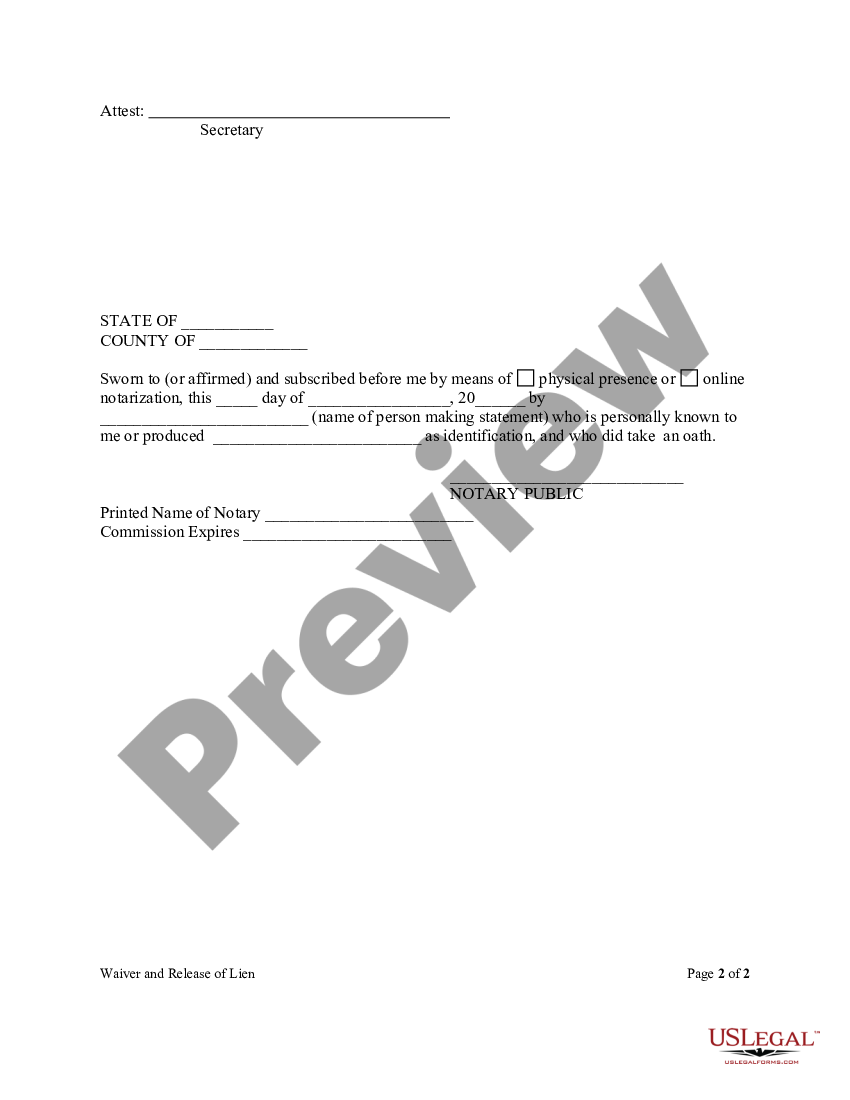 Miami Gardens Florida Waiver And Release Of Lien Upon Progress Payment