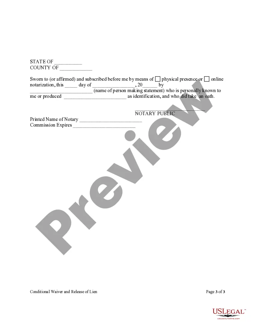 Get Conditional Partial Release And Waiver Of Lien Form - Construction - Mechanic Liens - Individual Preview Conditional Partial Release And Waiver Of Lien Form - Construction - Mechanic Liens - Individual