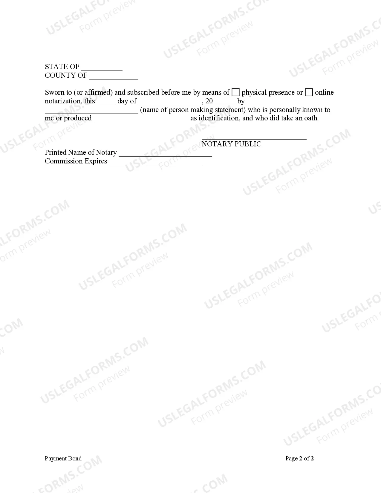 Preview Payment Bond Form - Construction - Mechanic Liens
