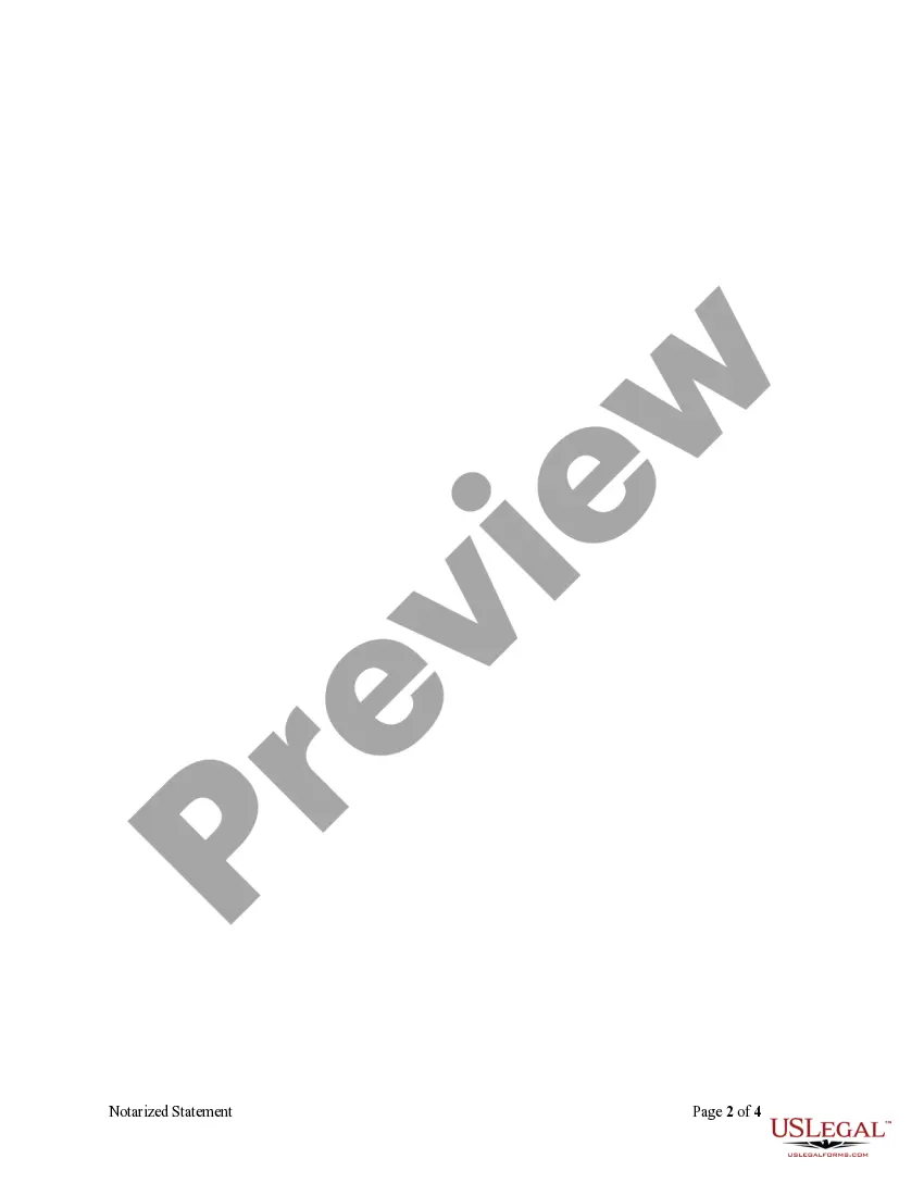 Preview Notarized Statement Regarding Notice of Commencement Form - Construction - Mechanic Liens - Corporation