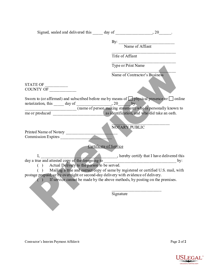 Payment Affidavit Florida Withholding | US Legal Forms