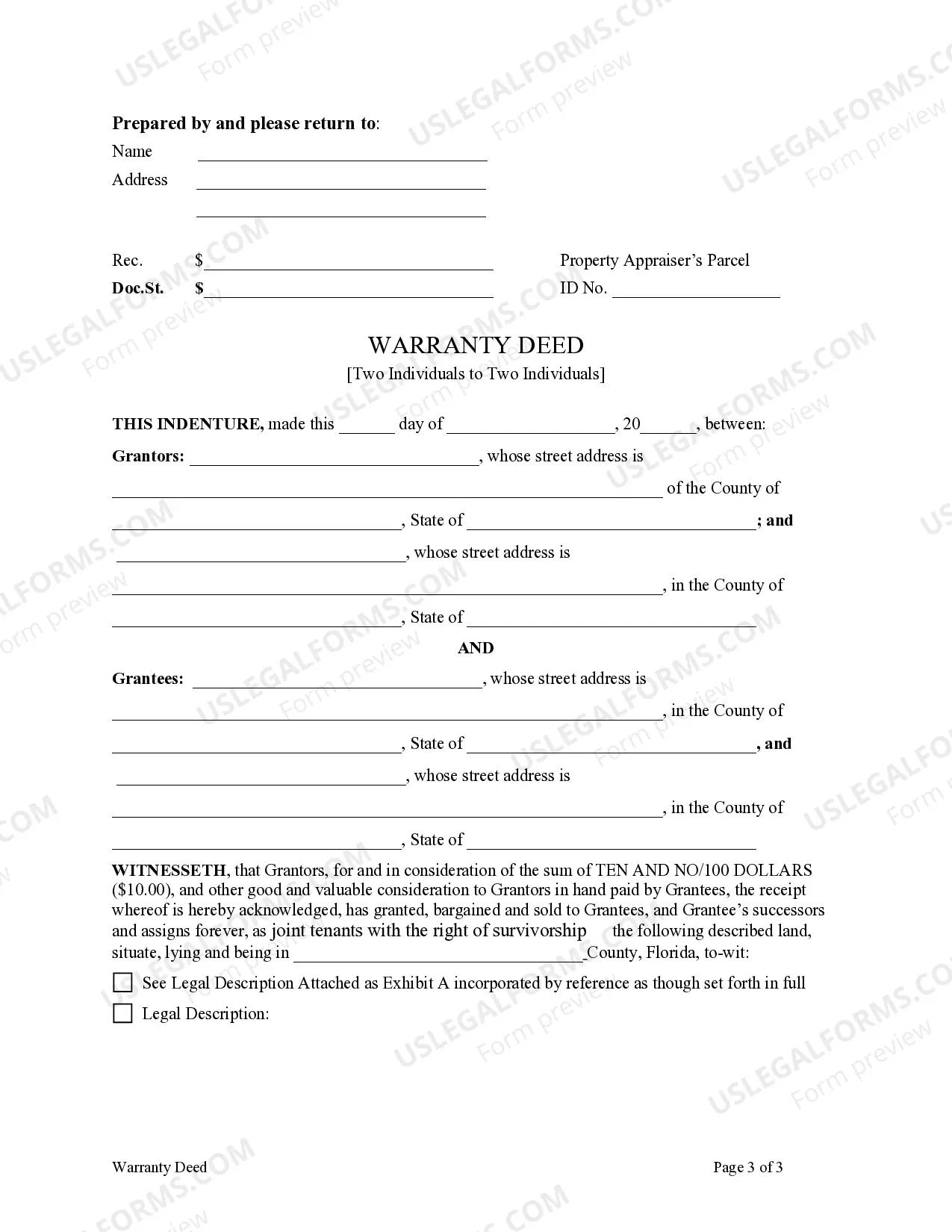 Preview Warranty Deed - Two Individuals to Two Individuals