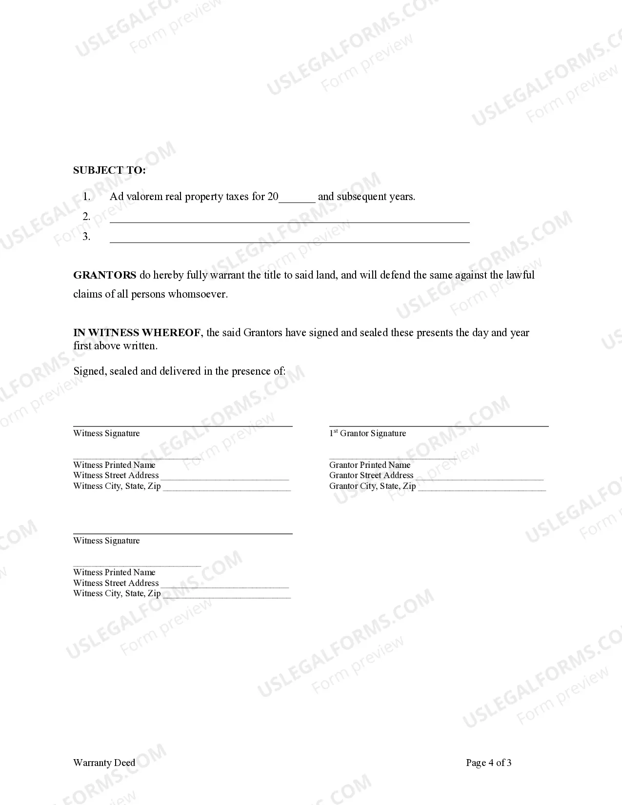 Preview Warranty Deed - Two Individuals to Two Individuals
