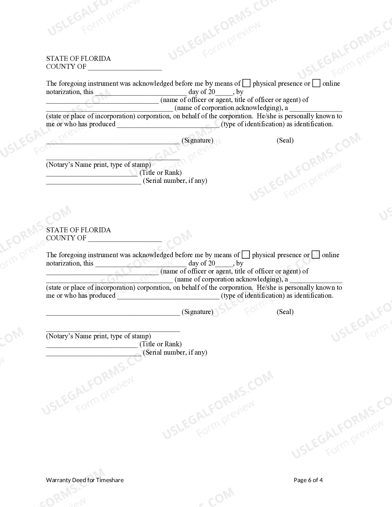 Preview Warranty Deed - Timeshare - Three Individuals to Husband and Wife / Two Individuals