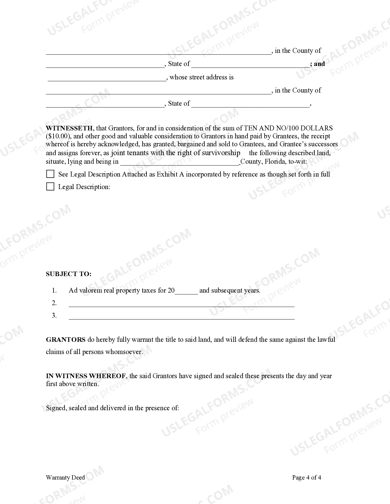 Preview Warranty Deed from Three Individuals to Four Individuals