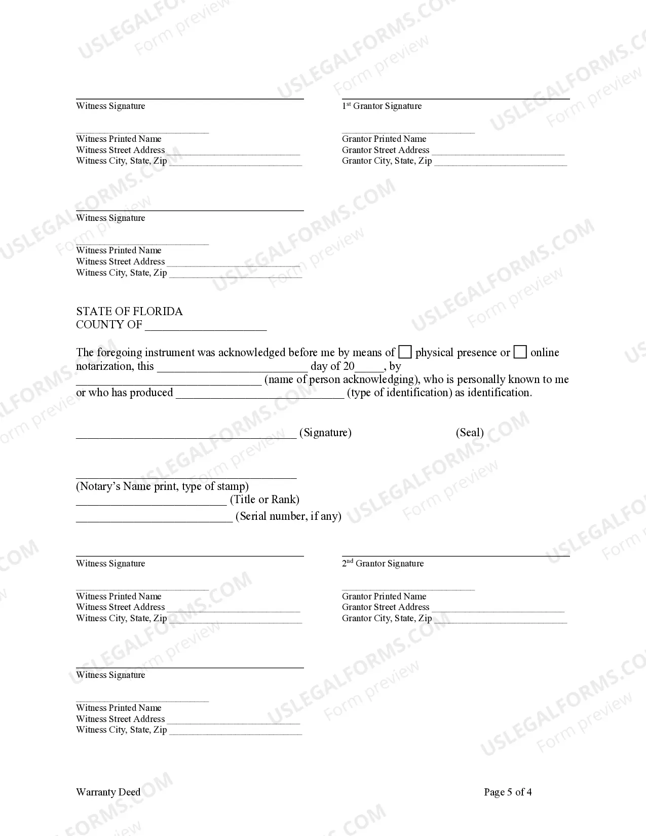 Preview Warranty Deed from Three Individuals to Four Individuals