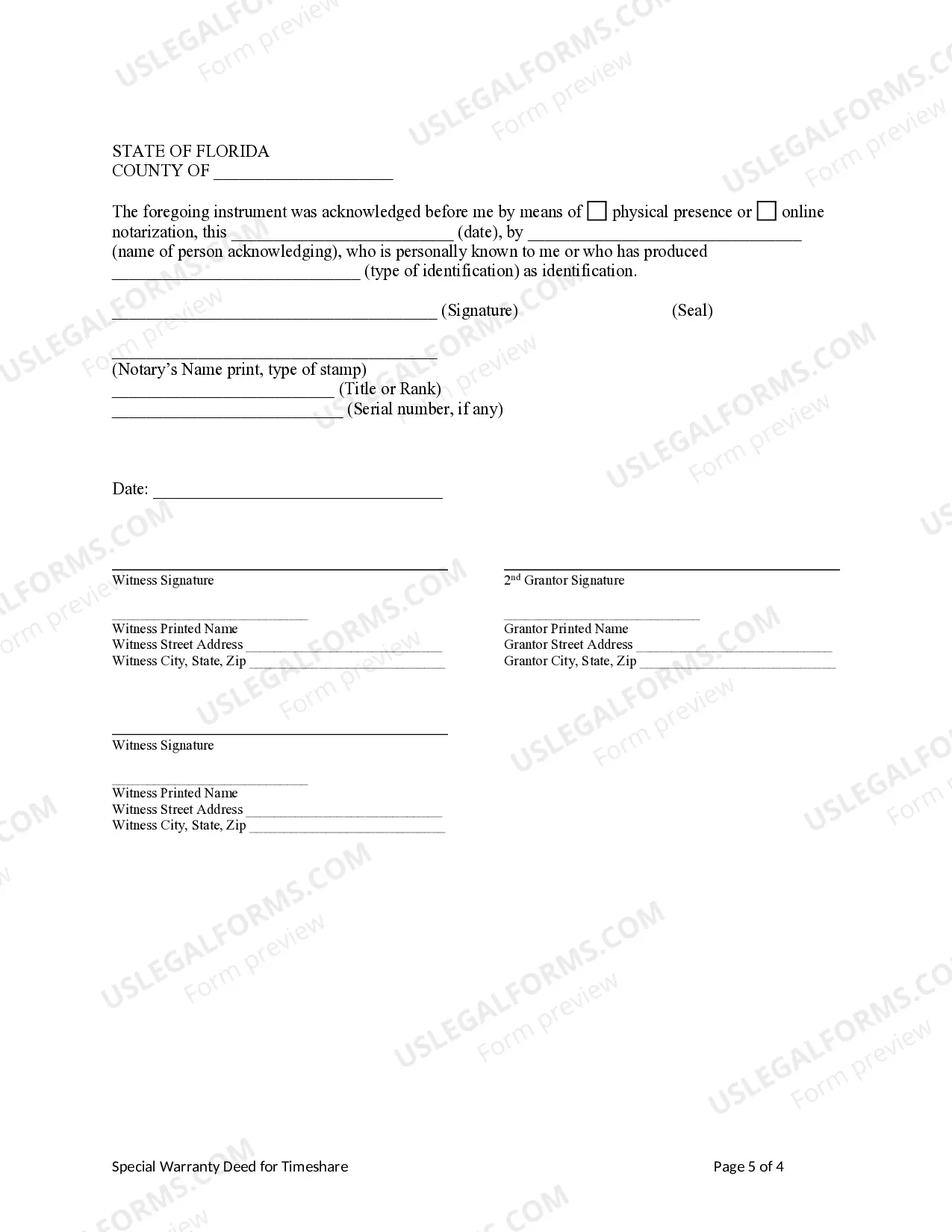 Preview Special Warranty Deed for a Timeshare - Husband and Wife / Two Individuals to Three Individuals