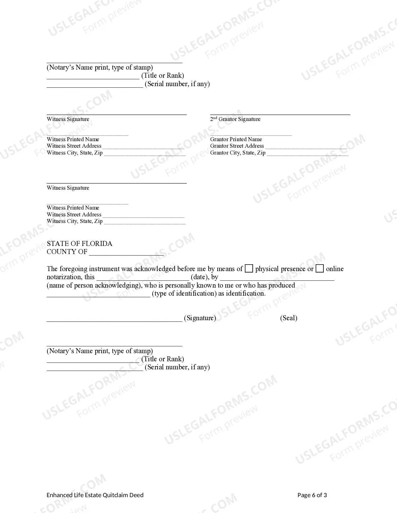 Preview Enhanced Life Estate or Lady Bird Deed - Quitclaim - Two Individuals or Husband and Wife to Two Individuals or Husband and Wife