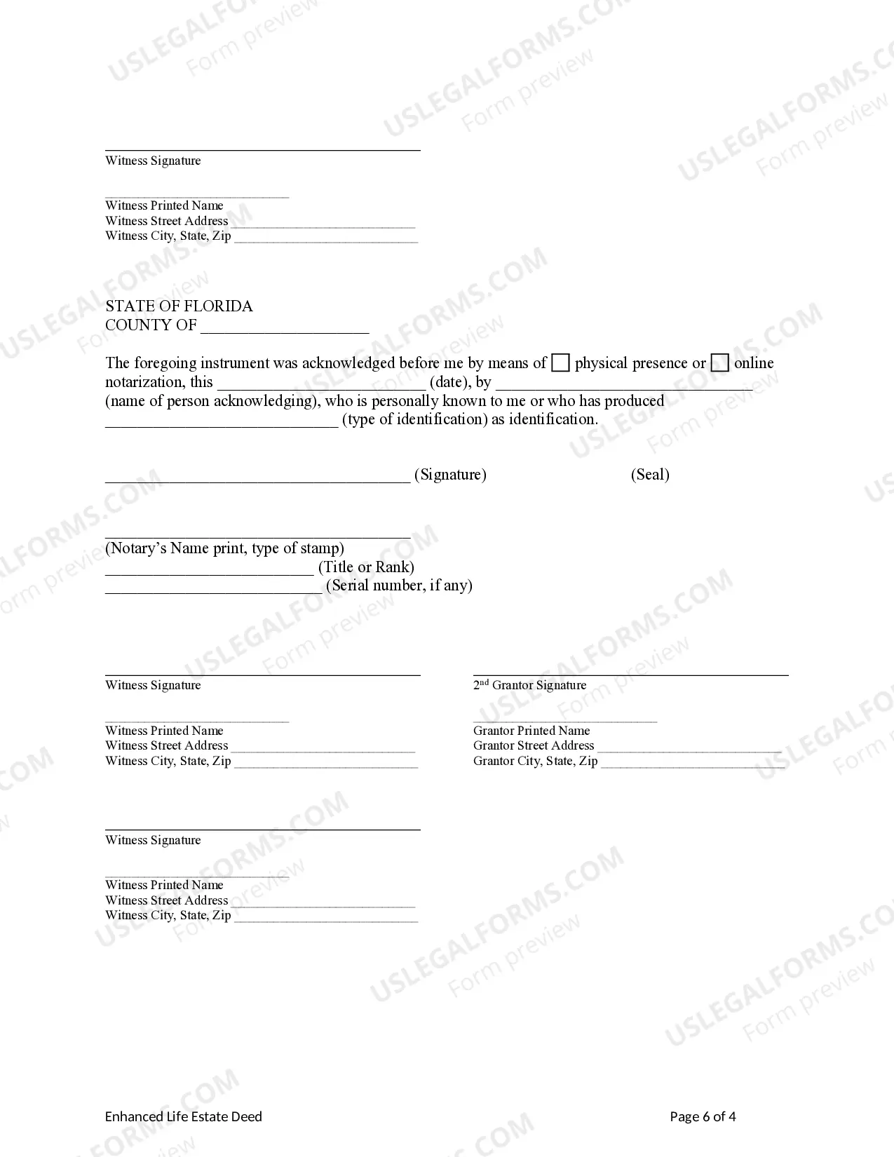 Preview Enhanced Life Estate or Lady Bird Deed - Two Individuals / Husband and Wife to Two Individuals / Husband and Wife