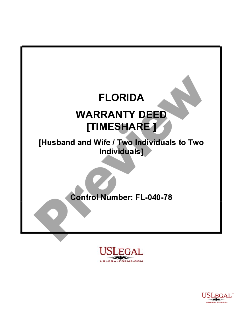 Florida Warranty Deed for a Timeshare What Does A Timeshare Deed Look