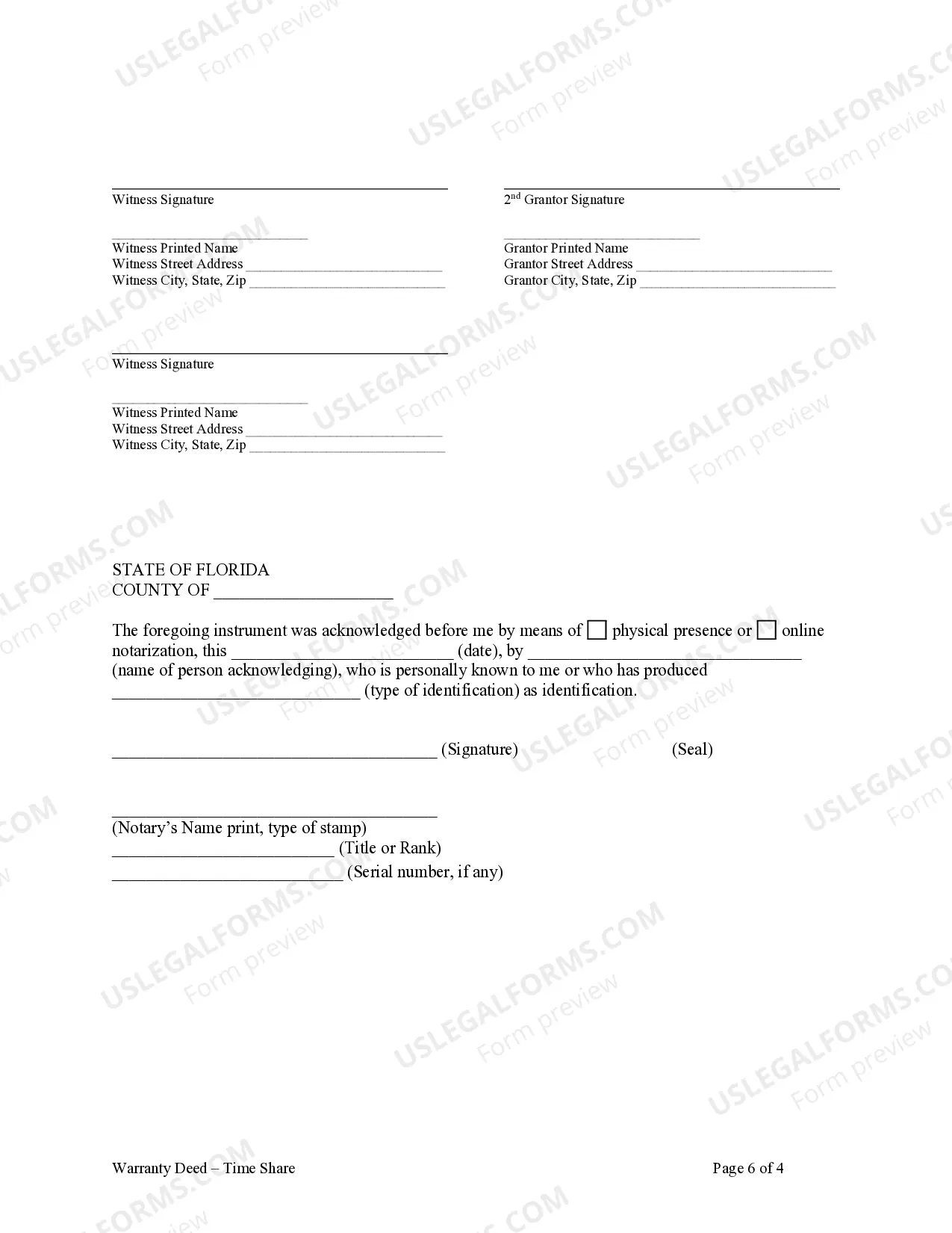 Preview Warranty Deed - Time Share - Husband and Wife / Two Individuals to Husband and Wife / Two Individuals