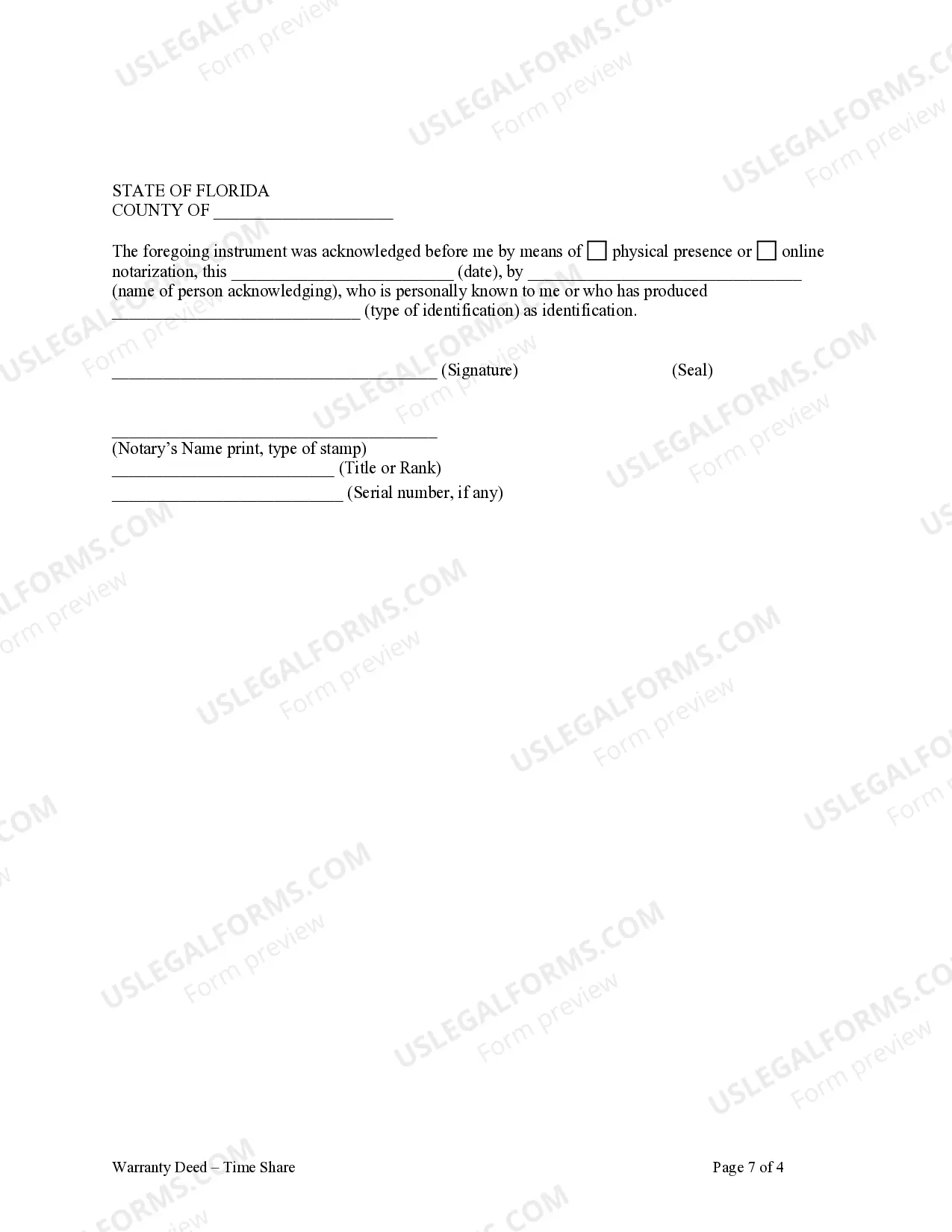 Preview Warranty Deed - Time Share - Husband and Wife / Two Individuals to Husband and Wife / Two Individuals
