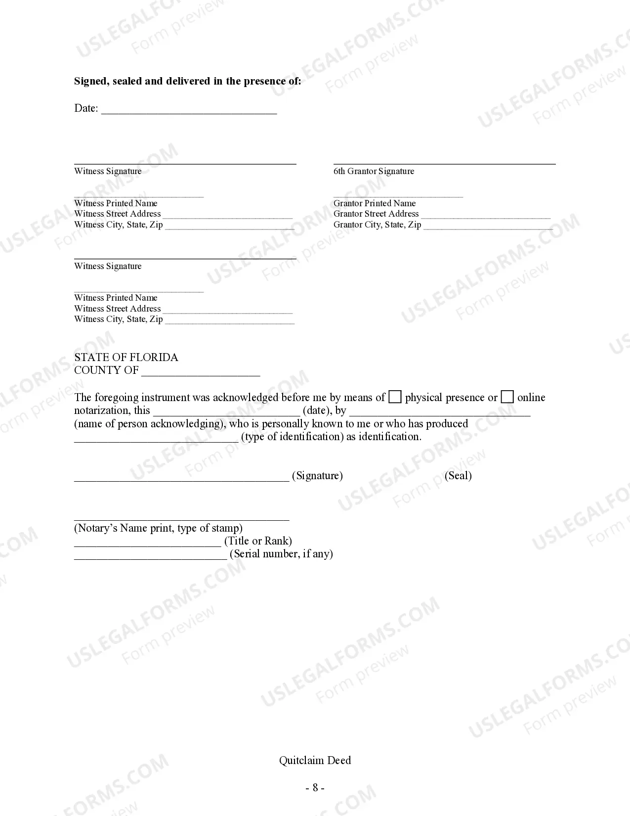 Preview Quitclaim Deed - Three Married Couples (6 Individuals) to Two Married Couples (4 Individuals)