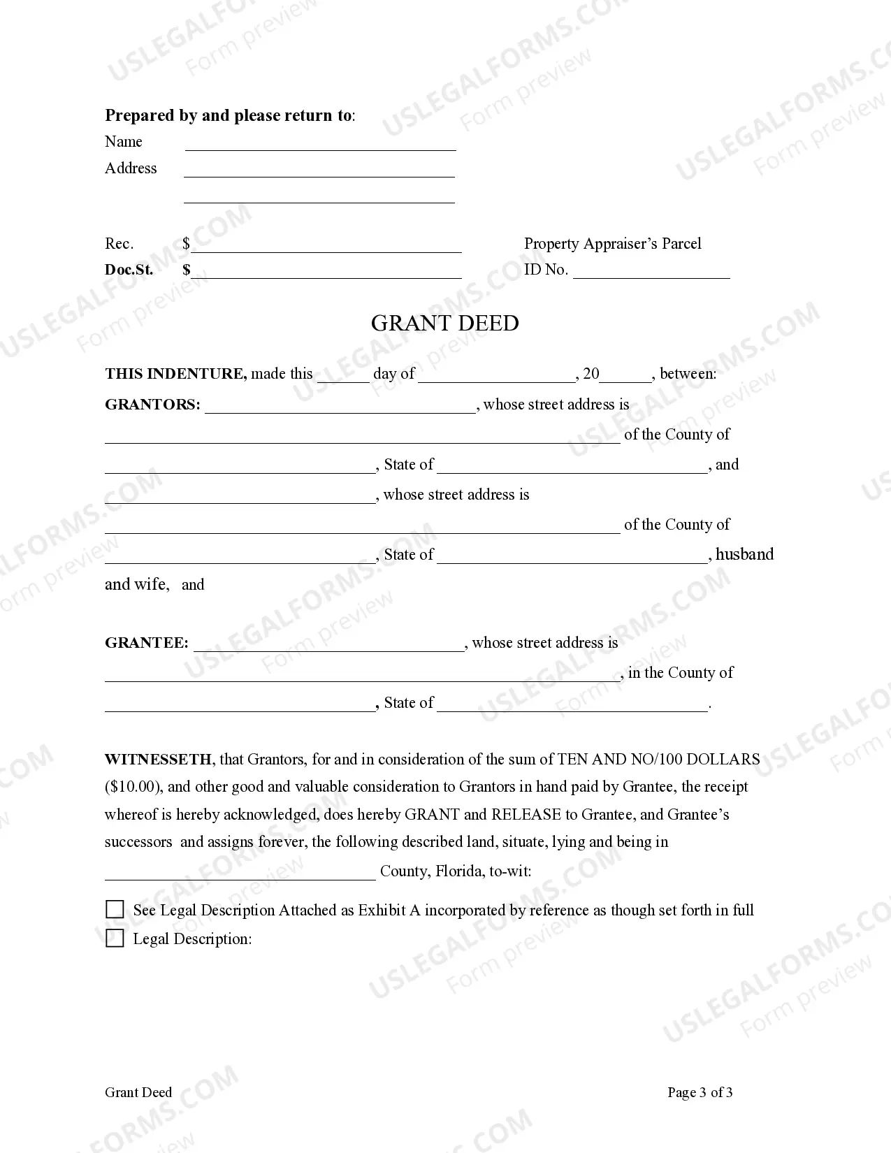 Preview Grant Deed - Husband and Wife, or Two Individuals, to an Individual