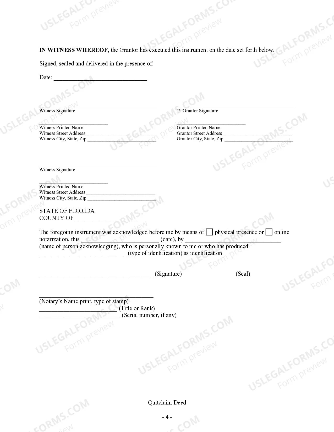 Preview Quitclaim Deed - Wife to Herself and Husband