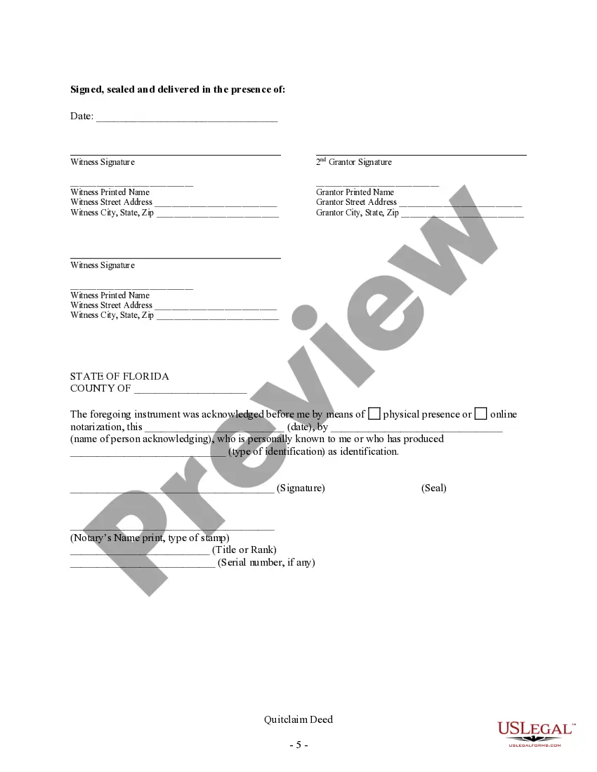 Preview Quitclaim Deed - Husband and Wife to Husband, Wife and an Individual