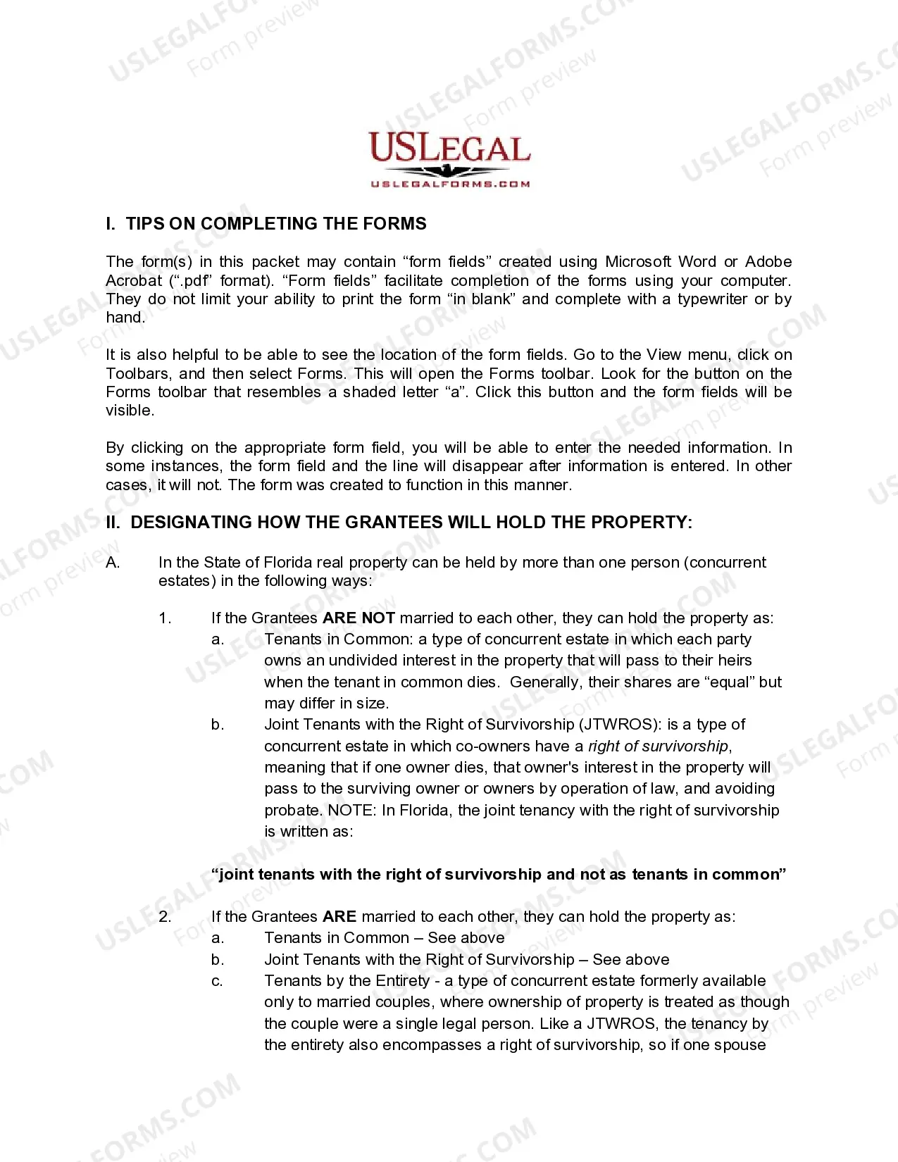 Preview Warranty Deed - Individual, d.b.a. to Husband and Wife