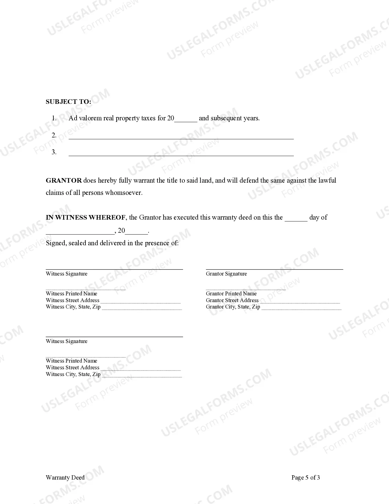 Preview Warranty Deed - Individual, d.b.a. to Husband and Wife