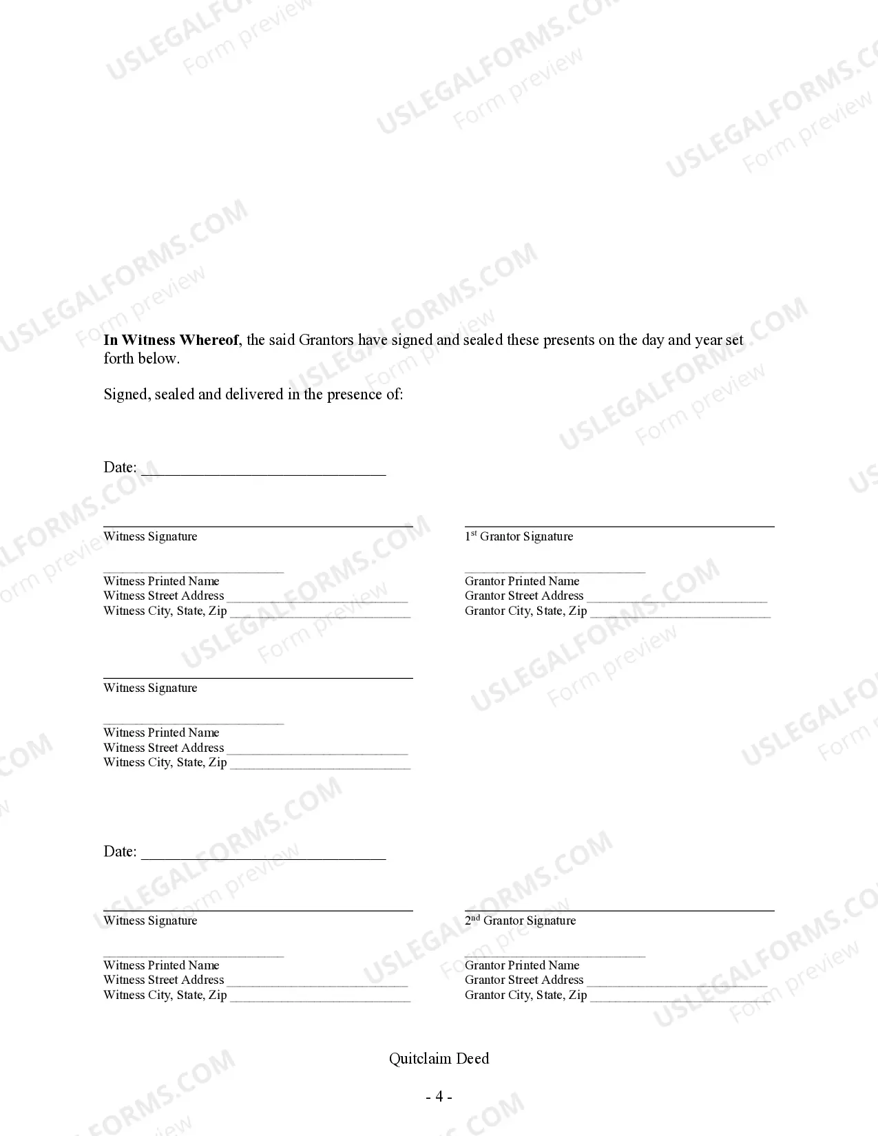 Preview Quitclaim Deed - Husband and Wife to Three Individuals