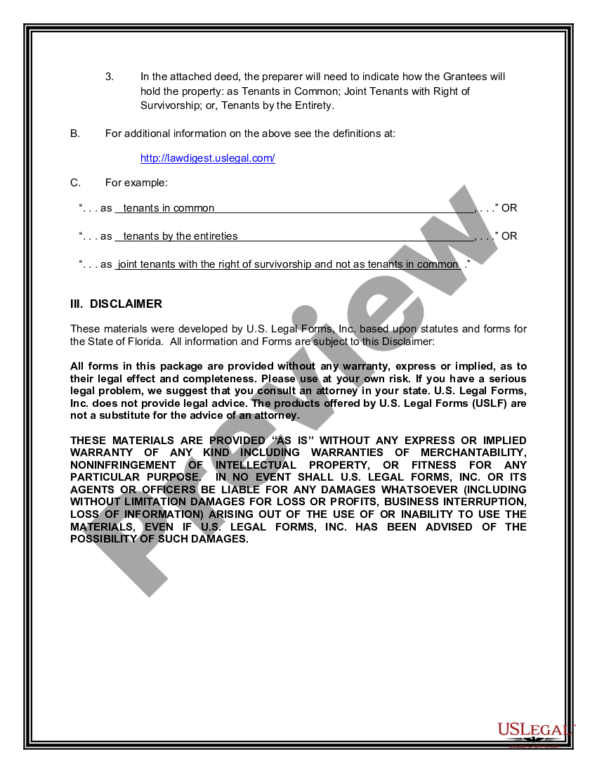 Florida Special Warranty Deed From An Individual To Two Individuals Husband And Wife Fl 