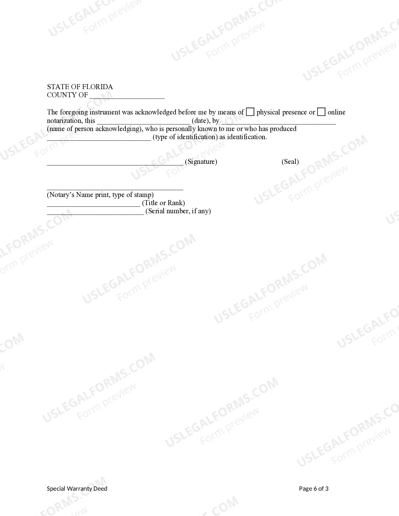 Preview Special Warranty Deed from an Individual to Two Individuals / Husband and Wife
