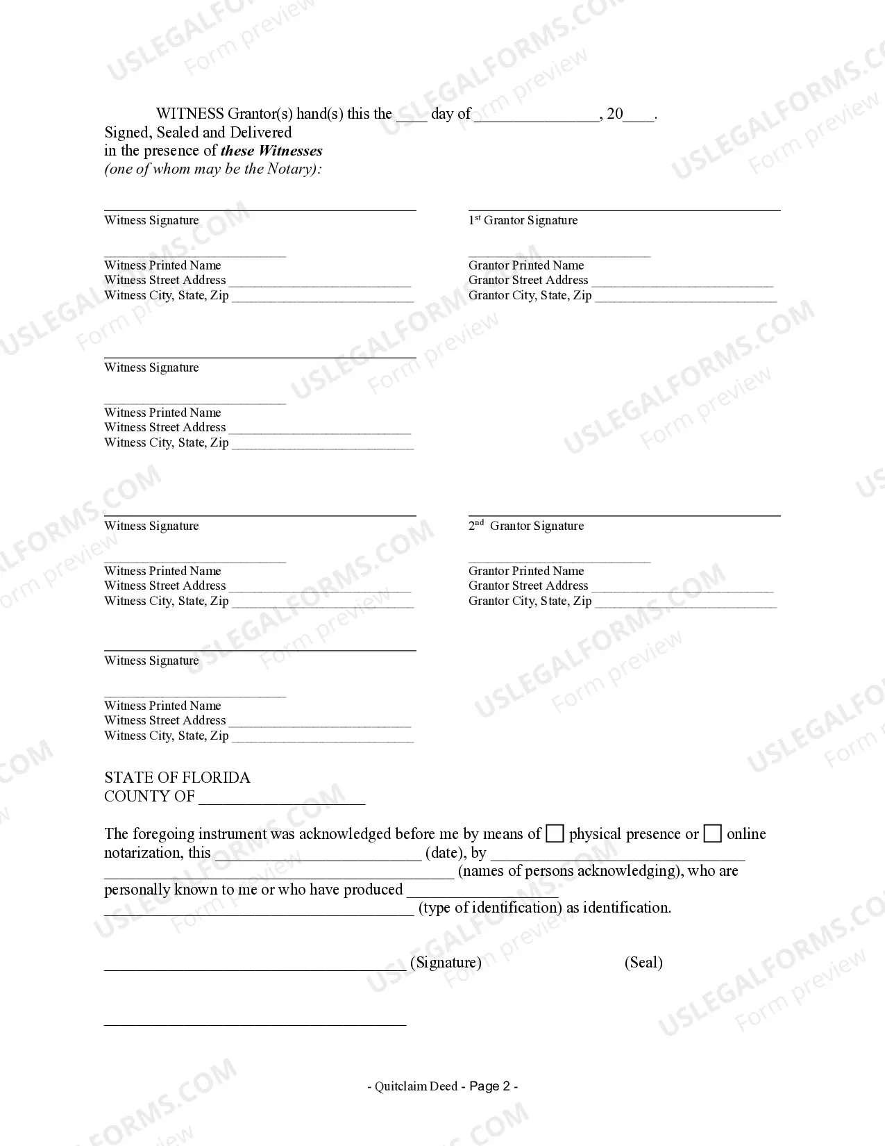 Preview Quitclaim Deed by Two Individuals to Corporation