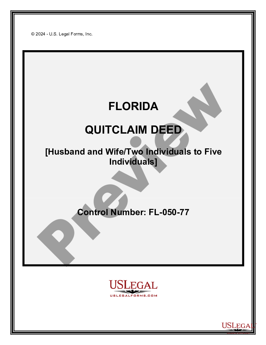 Miami Dade Florida Quitclaim Deed Husband And Wifetwo Individuals To Five Individuals Us 0873