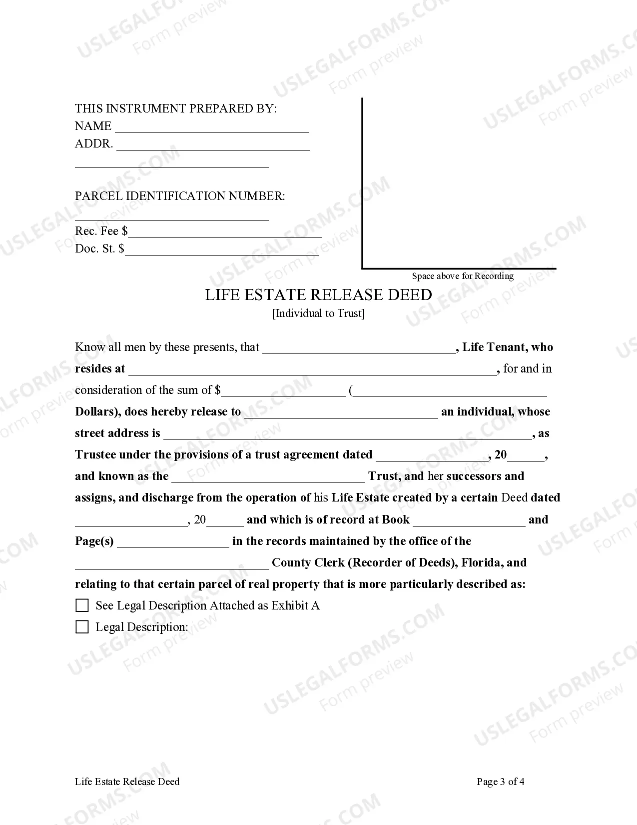 Preview Life Estate Release Deed