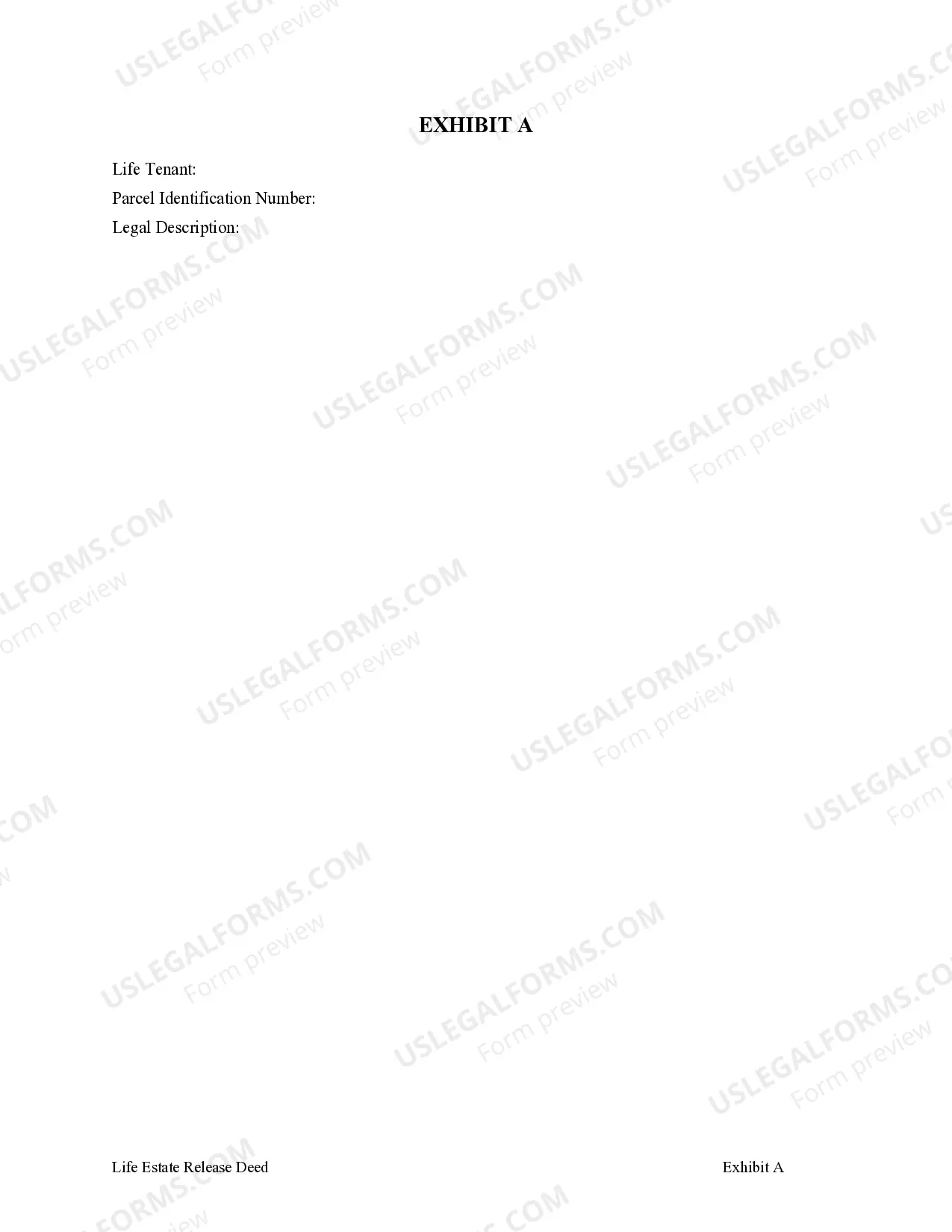 Preview Life Estate Release Deed