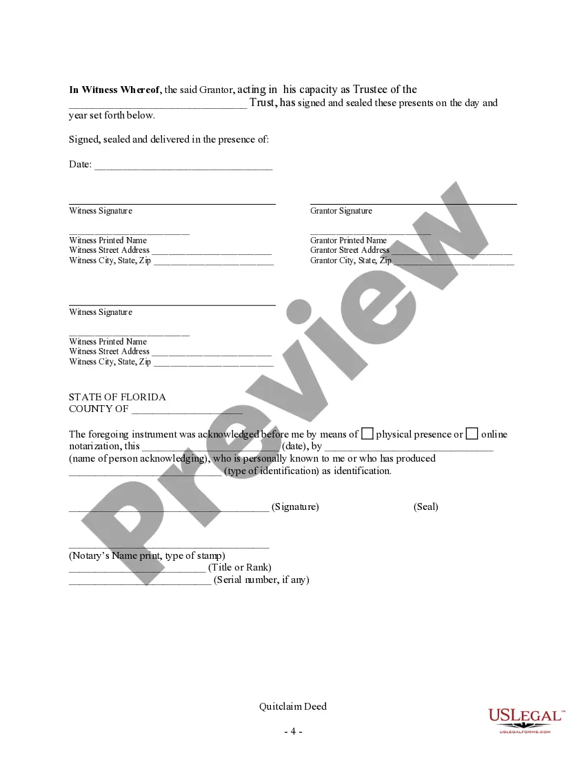 Preview Quitclaim Deed from a Trust to an Individual