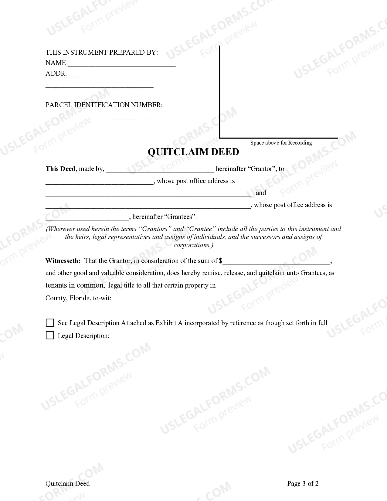 Preview Quitclaim Deed - One Individual to Two Individuals with Grantor Retaining a Life Estate