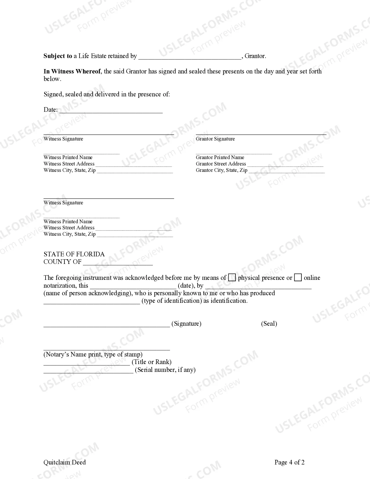 Preview Quitclaim Deed - One Individual to Two Individuals with Grantor Retaining a Life Estate