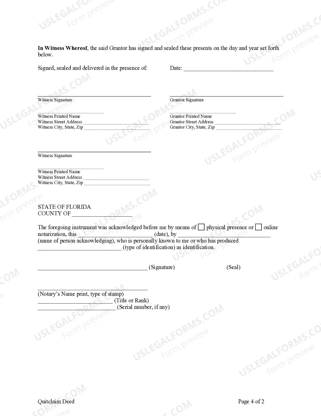 Preview Quitclaim Deed - Individual to a Trust