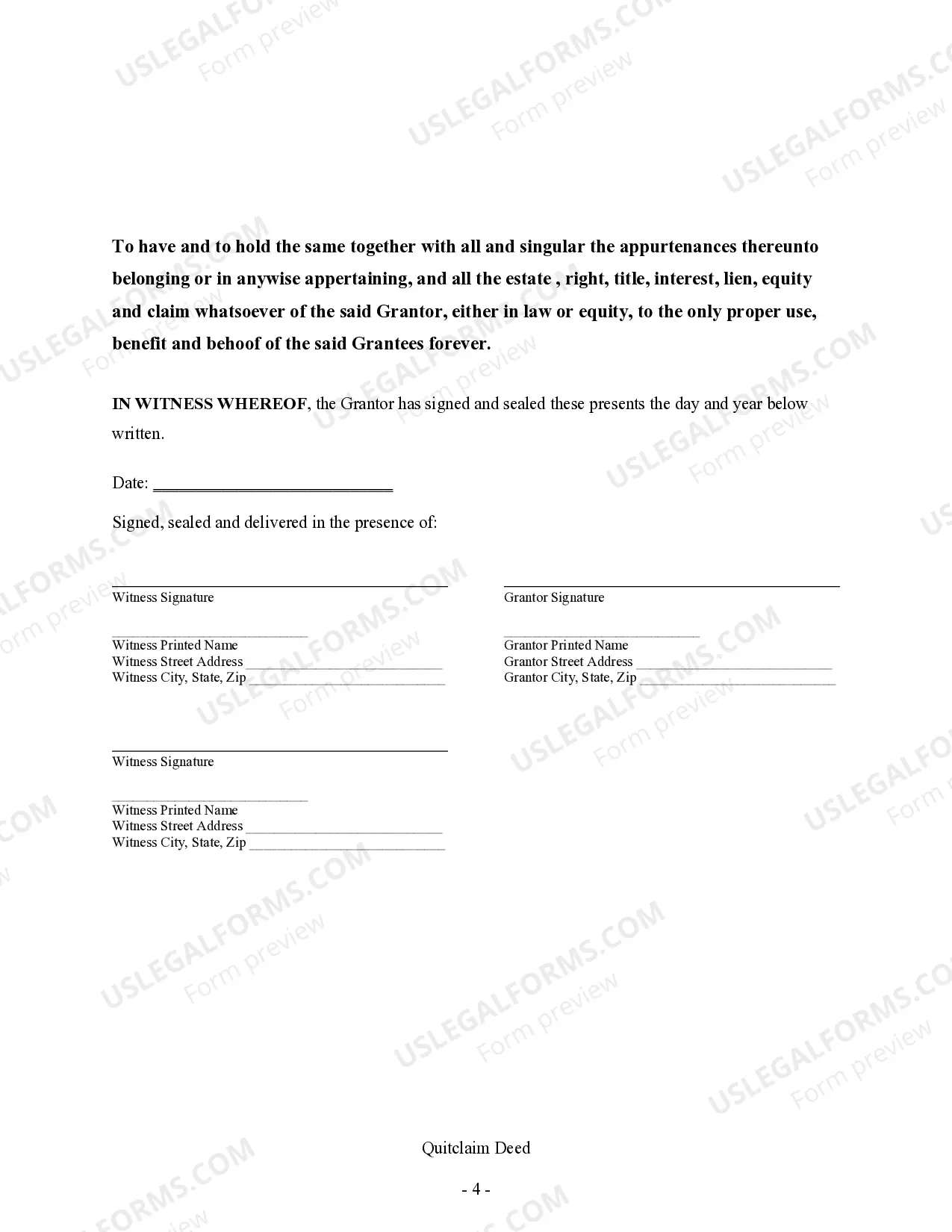 Preview Quitclaim Deed - Individual to Three Individuals