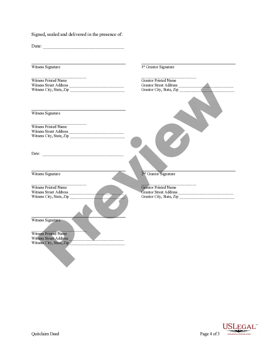 Preview Quitclaim Deed for a Timeshare - Two Individuals to One Individual