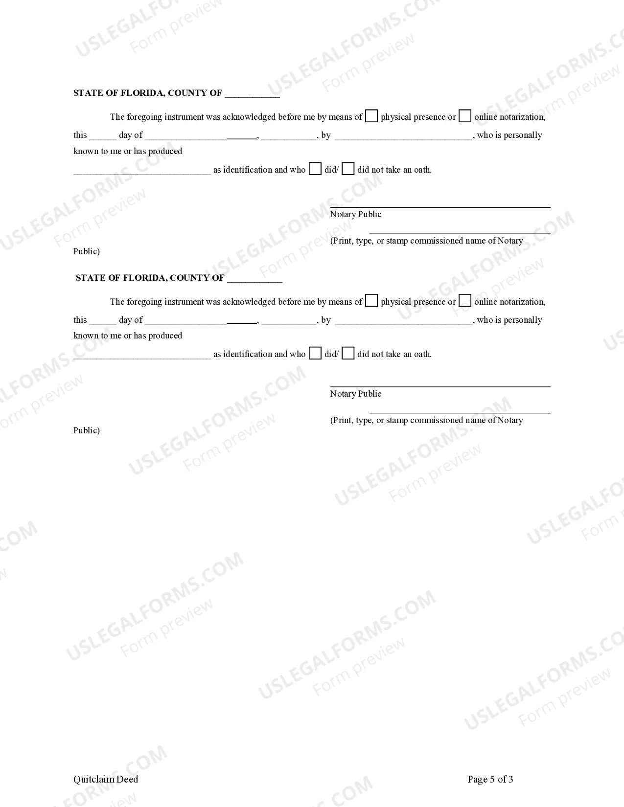 Preview Quitclaim Deed - Timeshare - Two Individual Grantors to Three Individual Grantees