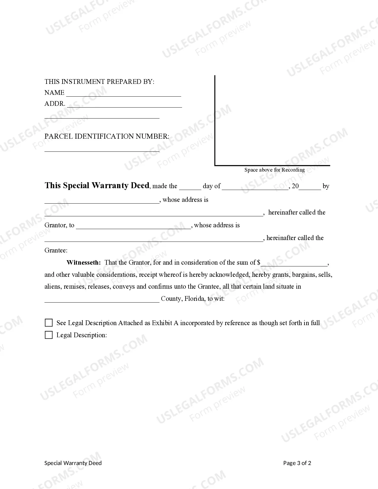 Preview Special Warranty Deed from Individual to Individual