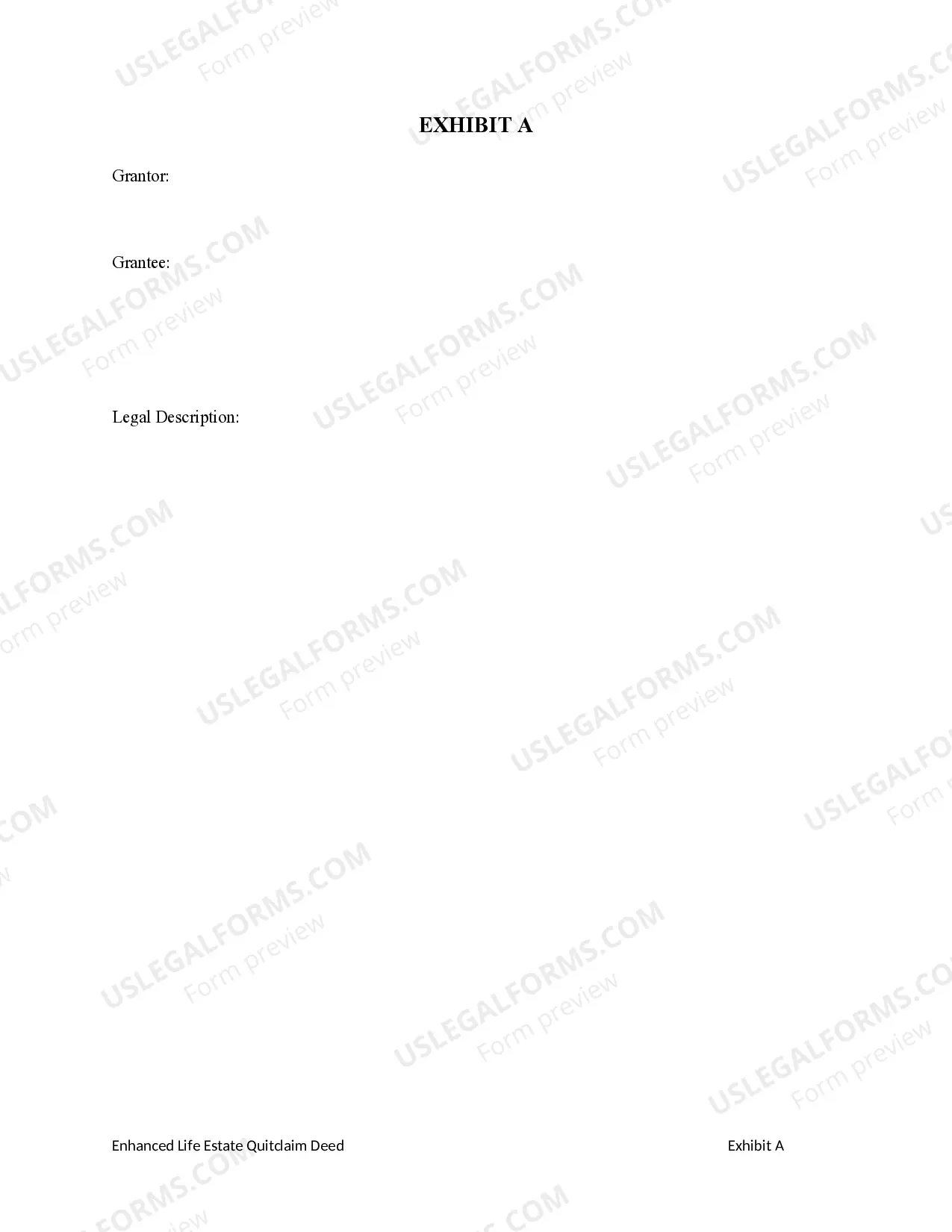 Preview Enhanced Life Estate or Lady Bird Deed - Quitclaim - Individual to Four Individuals