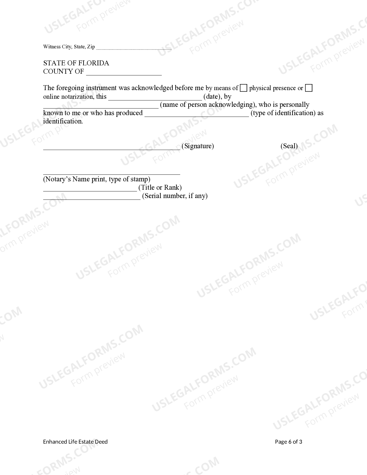 Florida Enhanced Life Estate or Lady Bird Deed Lady Bird Deed Florida US Legal Forms