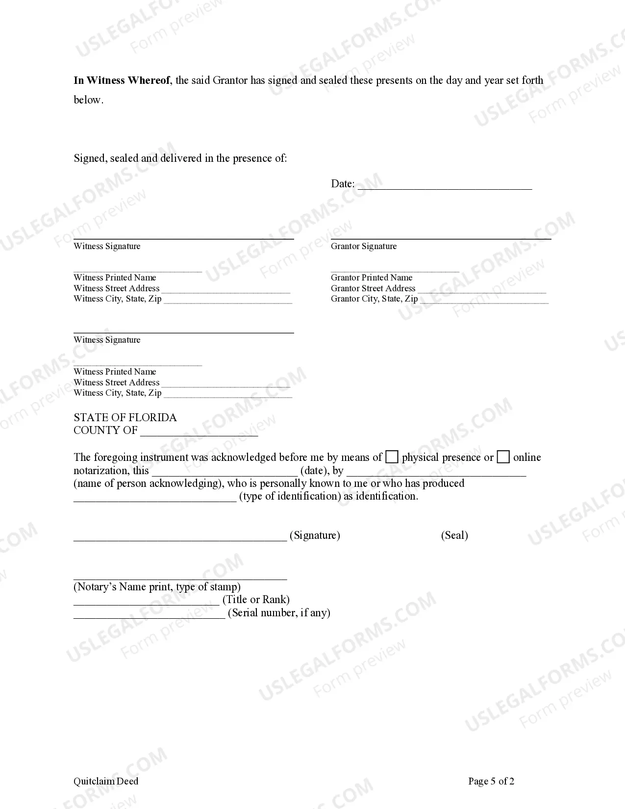 Preview Quitclaim Deed - Timeshare - Individual to Two Individuals / Husband and Wife