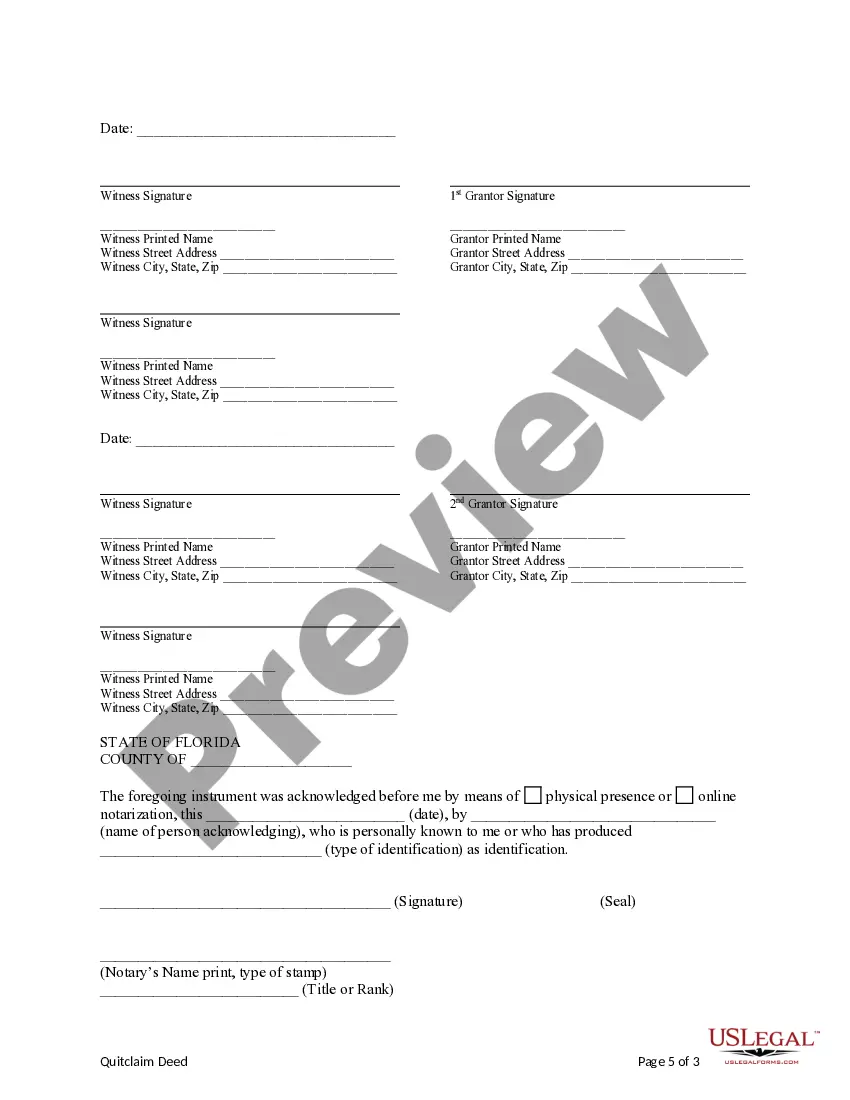 Preview Quitclaim Deed for a Time Share from Husband and Wife to Husband and Wife