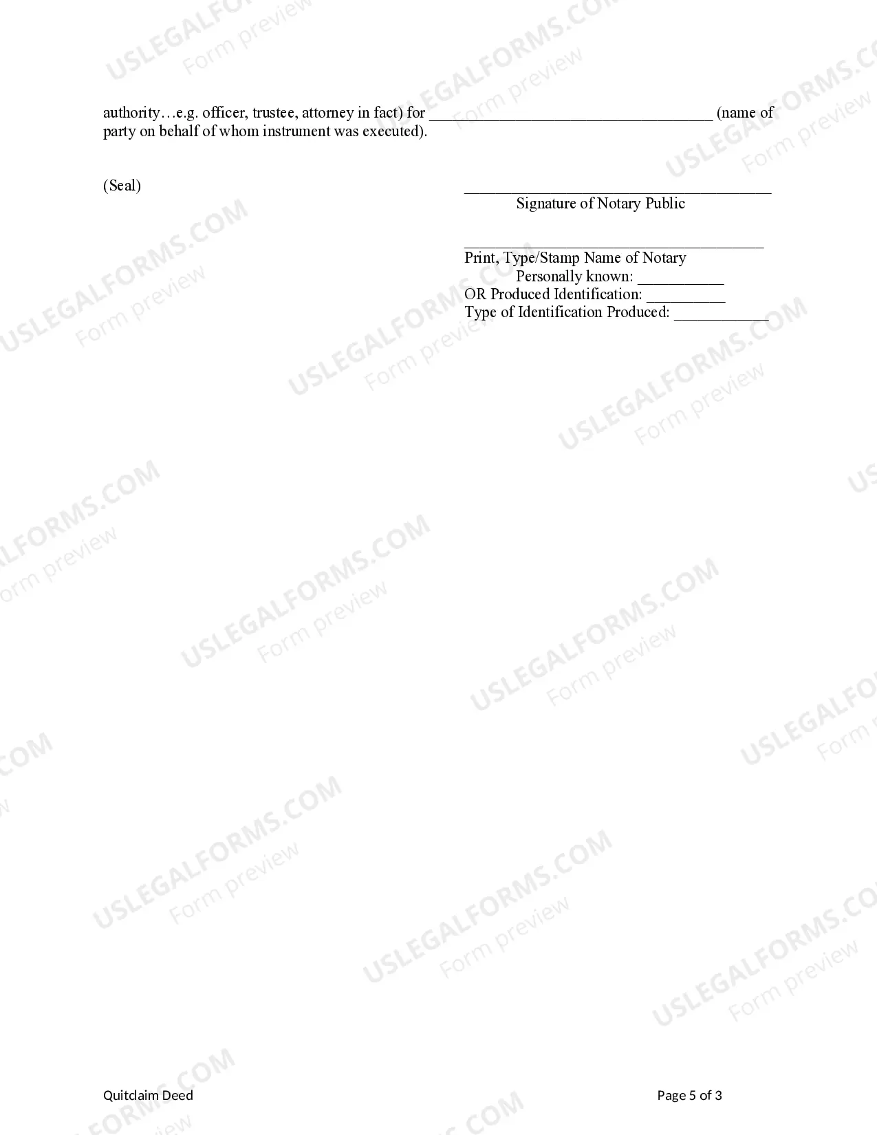 Preview Quitclaim Deed