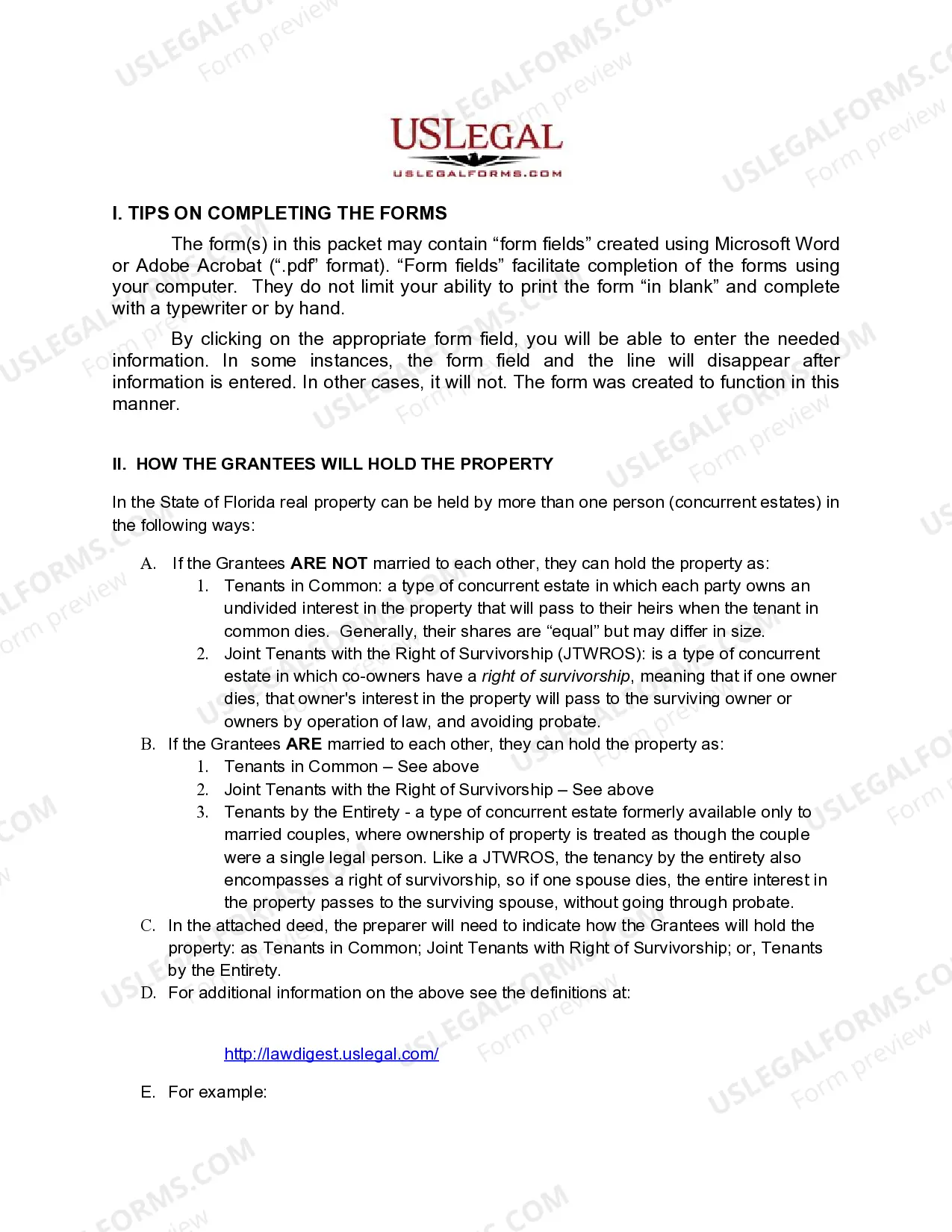Preview Enhanced Life Estate or Lady Bird Deed - An Individual to Five Individuals