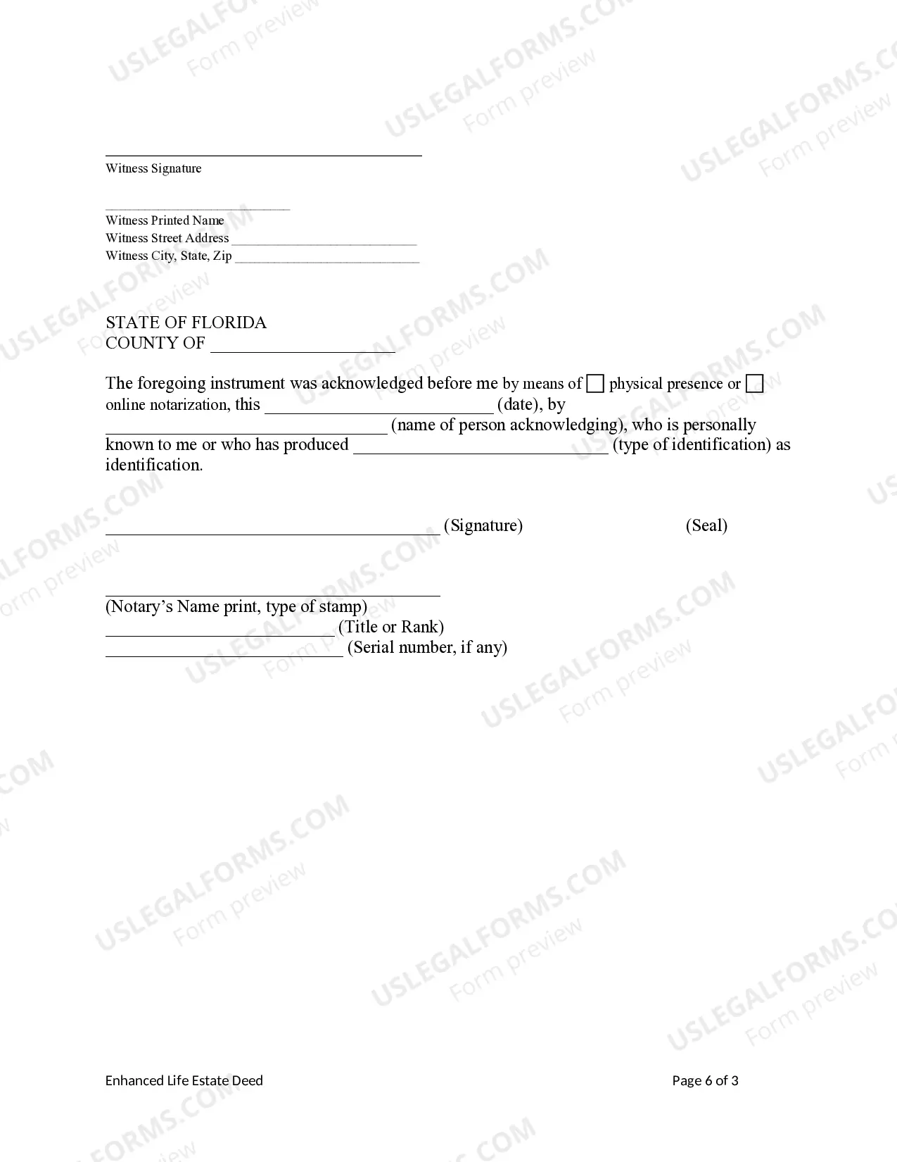 Preview Enhanced Life Estate or Lady Bird Deed - An Individual to Five Individuals