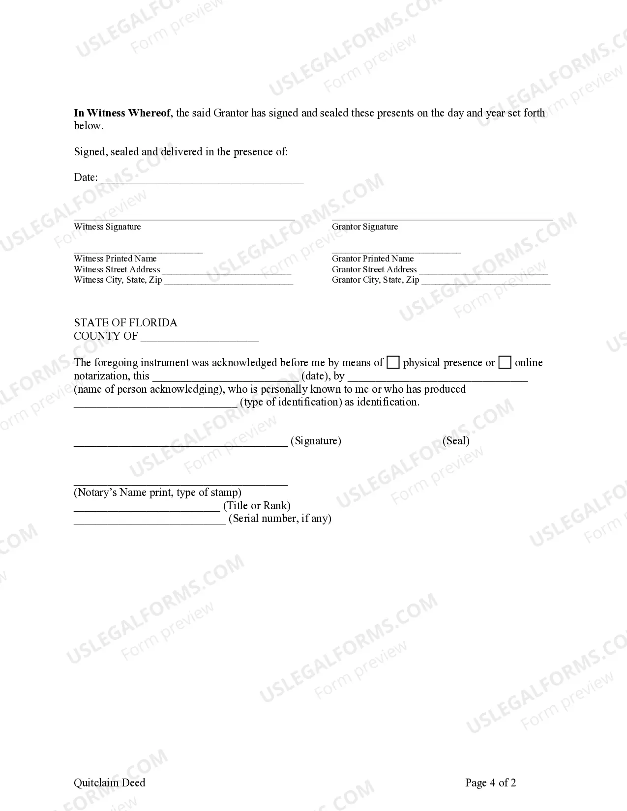 Preview Quitclaim Life Estate Deed - Individual to Individual