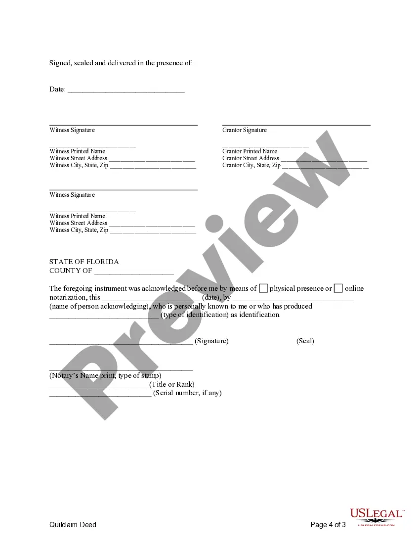Preview Quitclaim Deed - Timeshare from Two Individuals to One Individual