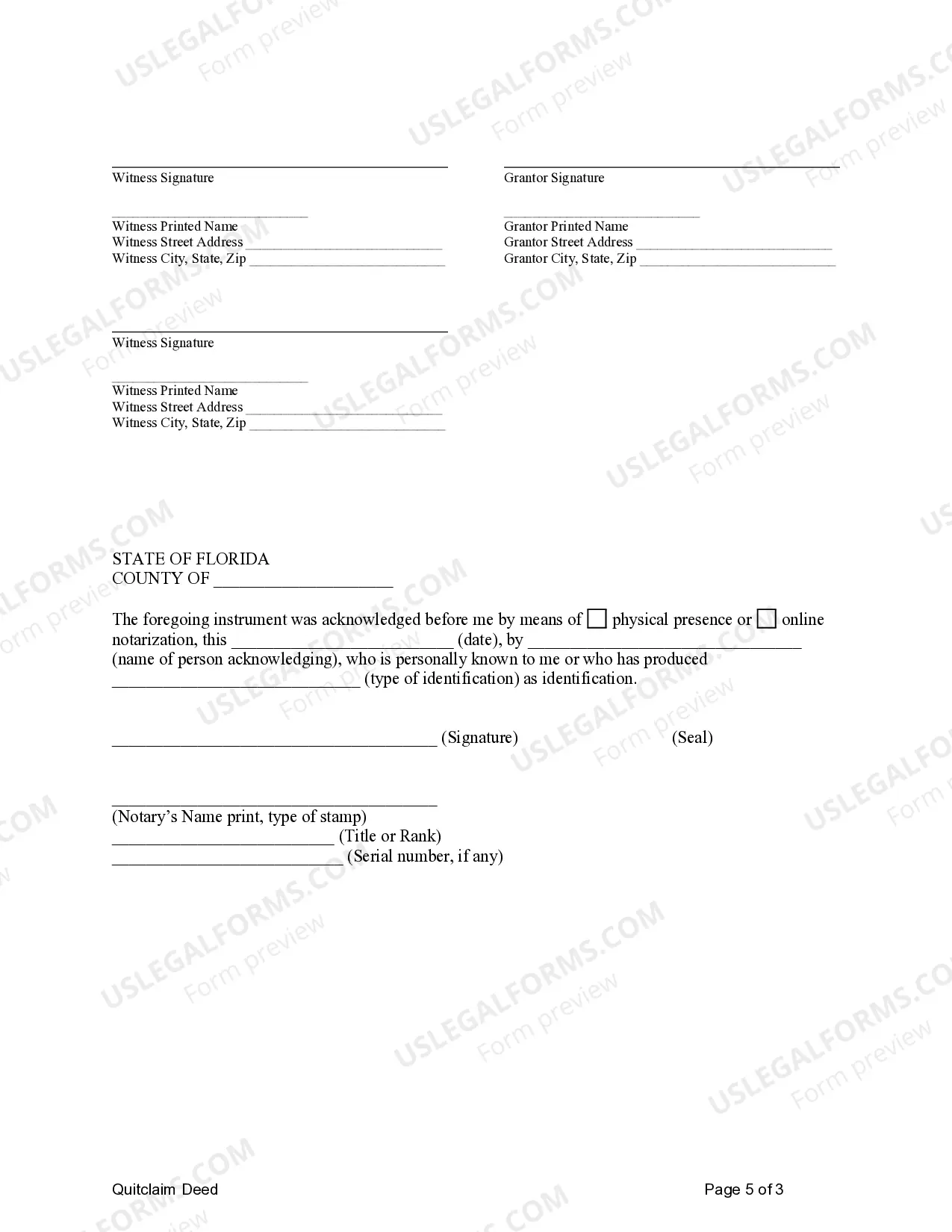 Preview Quitclaim Deed - Timeshare from Two Individuals to One Individual