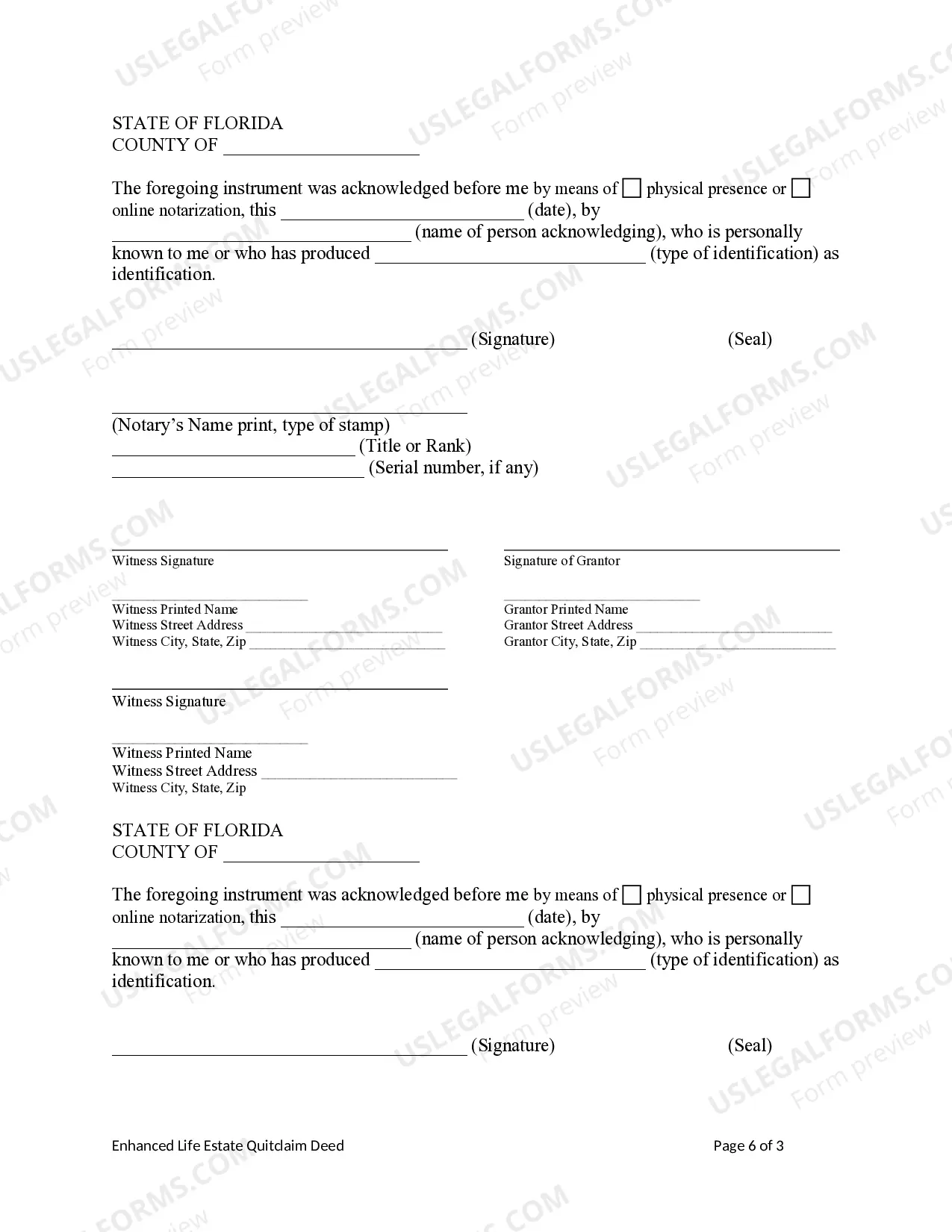Preview Enhanced Life Estate or Lady Bird Deed - Quitclaim - Two Individuals / Husband and Wife to Five Individuals